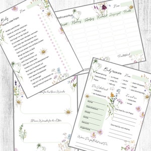 Tarjeta de consejos para bebés | 4 juegos de fiesta para bebés | Juegos de baby shower | Tarjetas de consejos baby shower | Puesto de bebé Country River | Flores de acuarela