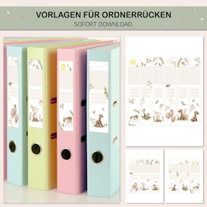 Kindergarten Ordnerrücken zum Ausdrucken mit Waldtieren