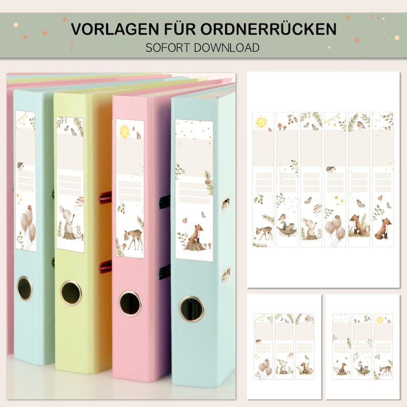 Kindergarten Ordnerrücken zum Ausdrucken mit Waldtieren