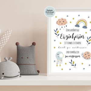 Eine großartige Erzieherin - Abschiedsgeschenk Kindergarten zum Ausdrucken