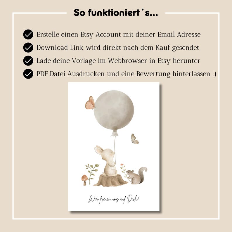 Babyparty Gästebuch mit Luftballon