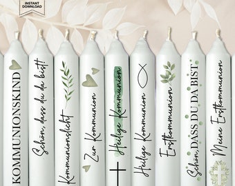 Candle tattoo communion candle sticker communion child 3x A4 PDF