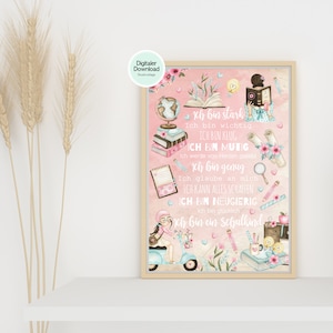 School child gift for school enrollment - encouragement poster girl pink