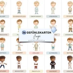 Kinder Gefühlskarten Junge zum Ausdrucken