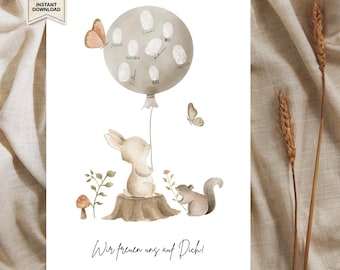 Baby Shower Guest Book Download Poster Balloon Personalized