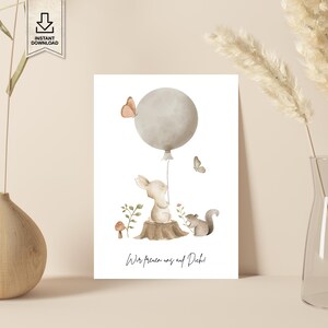 Babyparty Gästebuch mit Luftballon