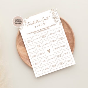 Bingo Hochzeitsspiel "Finde den Gast" zum Ausdrucken