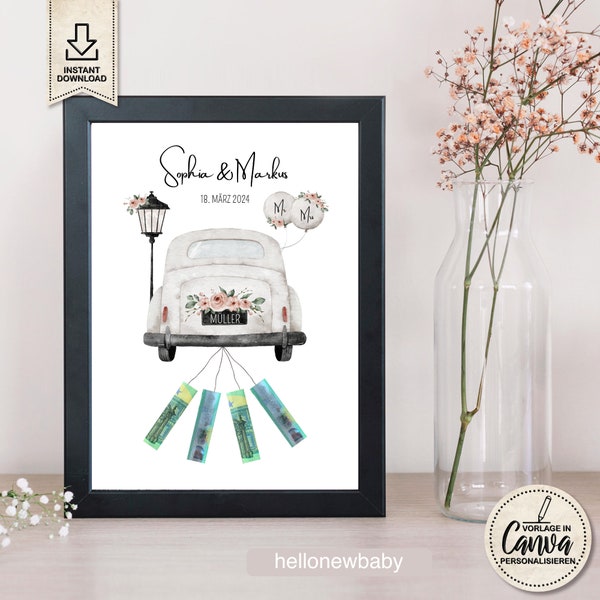 Money gift for the wedding - Personalized poster with the names of the bride and groom
