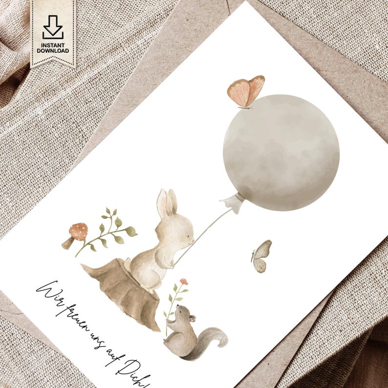 Babyparty Gästebuch mit Luftballon