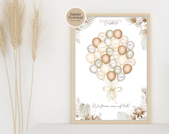 Baby Shower Guest Book Download Poster Balloons