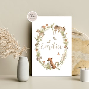 Regalo nascita animali del bosco PDF da stampare