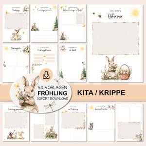 Erweiterung Kindergarten Portfolio Ordner Kita / Krippe Frühling Vorlagen zum Ausdrucken