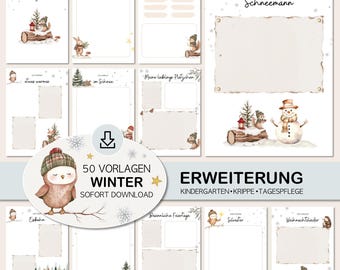 Kindergarten Portfolio Extension Folder for Daycare/Nursery Winter Templates for Printing