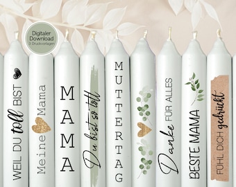 Candle Tattoo Mother's Day Candle Sticker Mom 3x A4 PDF