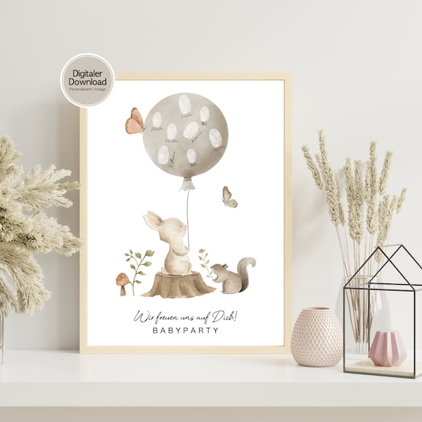 Baby shower guest book download poster balloon
