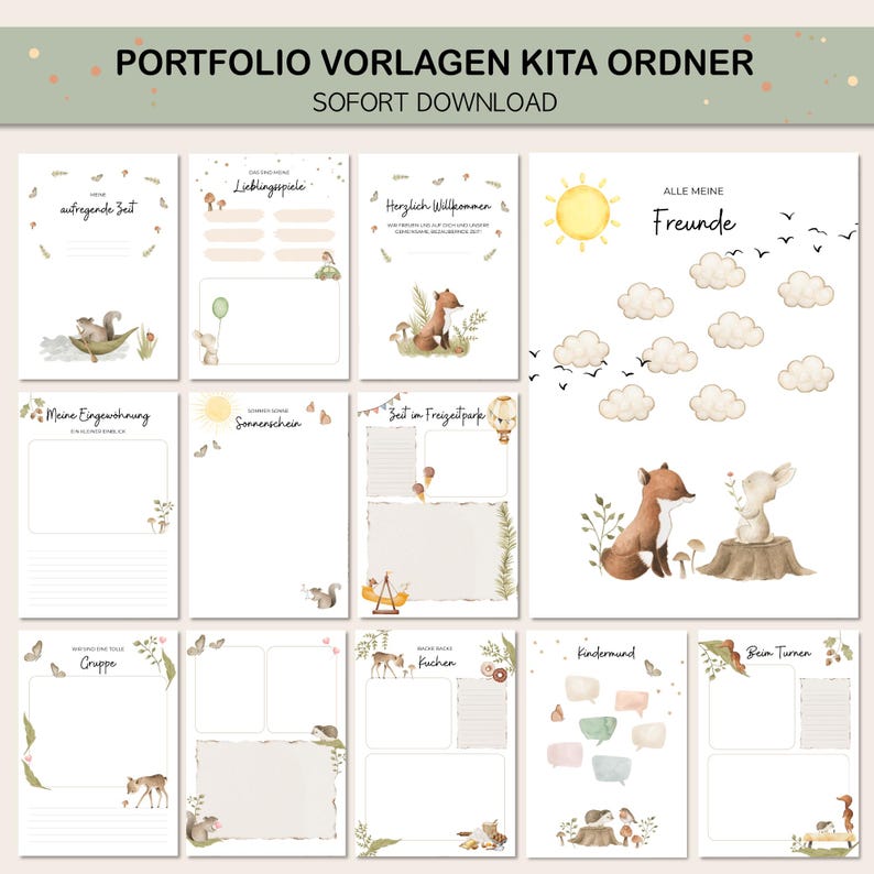Kindergartenordner Portfoliovorlagen zum Download