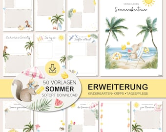 Kindergarten Portfolio Extension Folder for Daycare/Nursery Summer Templates for Printing