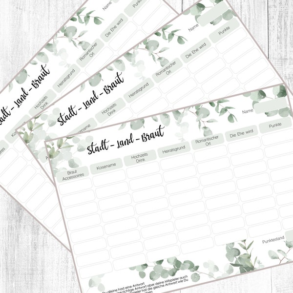 JGA games to print out for women | Bachelorette party digital | City Country Bride | PDF template | Eucalyptus Watercolor | Download