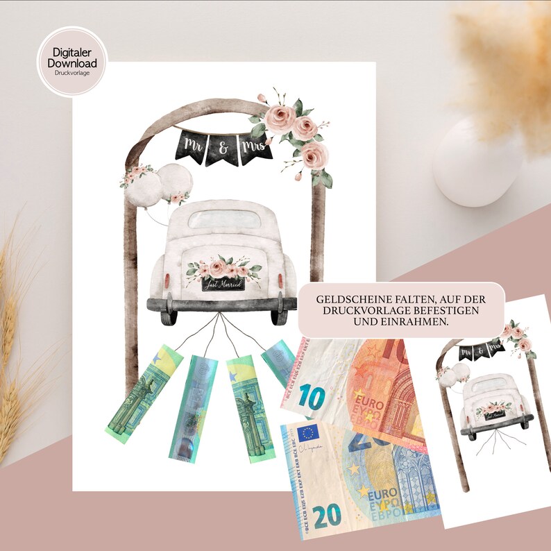 Geldgeschenk zur Hochzeit Poster zum Ausdrucken Etsy.de
