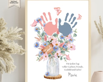 Gift for teacher or childminder Kindergarten farewell handprint to print