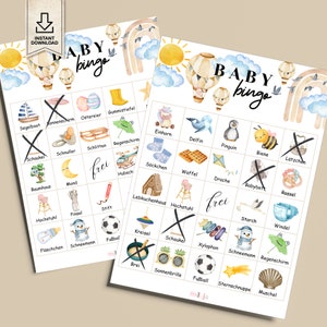 Baby shower juego de bingo para bebés en alemán para imprimir