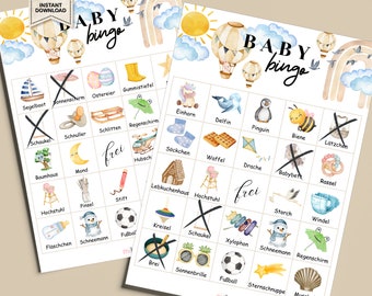 Baby Shower Baby Bingo Game German to Print