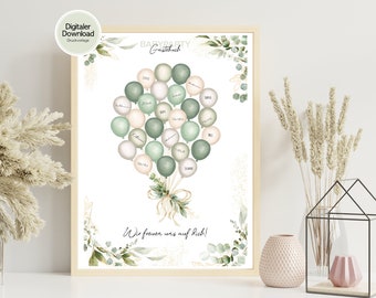 Baby Shower Guest Book Download Poster Balloons