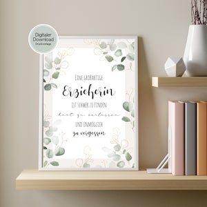 Eine großartige Erzieherin - Abschiedsgeschenk Kindergarten zum Ausdrucken