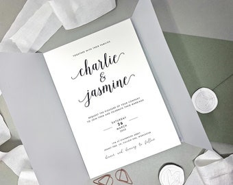 Calligraphy Wedding Invitation  | Traditional Invitation Suite  | Modern Invites  | Minimalist Wedding Invitation | Wedding Invite SAMPLE