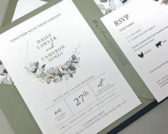 Greenery Wedding Invitation Bundle | RSVP | Invitation Tag | Wedding Invitation | Wedding Invite | Wedding Invitations | SAMPLE