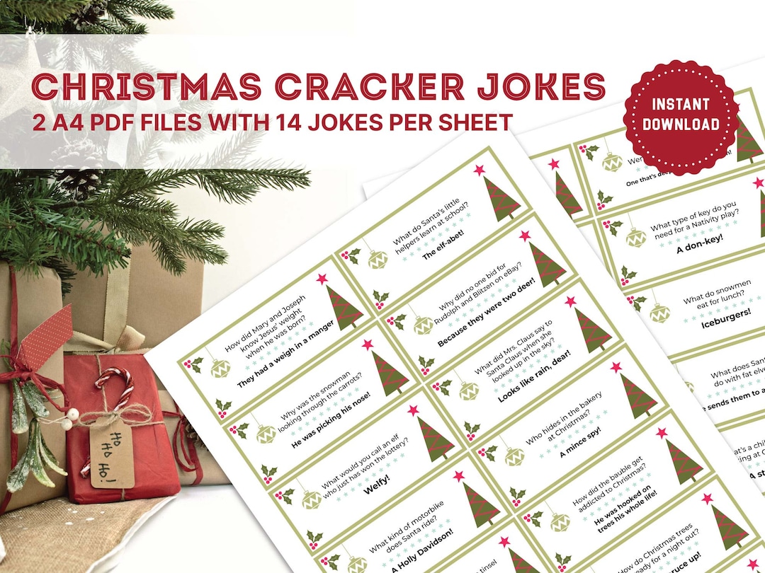 Christmas Cracker Jokes Digital Download Christmas Cracker Jokes Cracker Jokes Print at Home