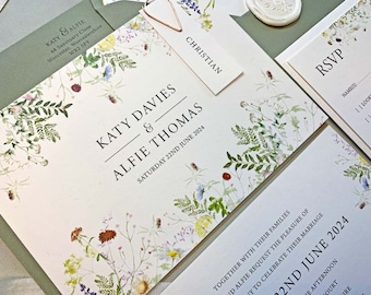 Wild Blooms Wedding Invitation Bundle | Spring Wedding Invitation | Pressed Flower Wedding Invitations |  Summer Wedding Bundle | SAMPLE