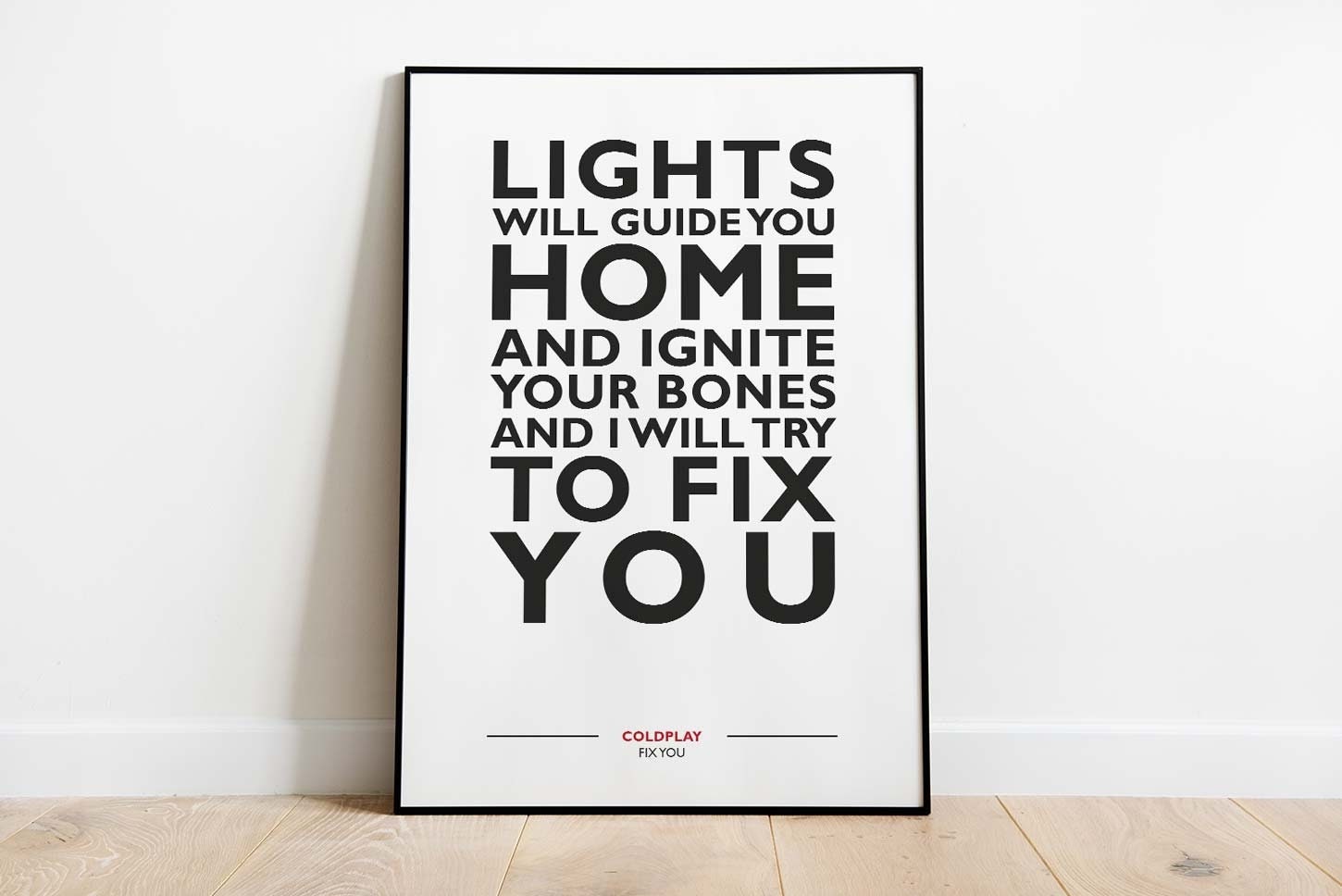 Coldplay Fix You Lyric Print - Song Lyric Print - Wall Décor - Wall Art -  Coldplay - Fix You