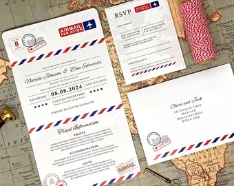 Airline Tri-Fold Wedding Invitation | Airline Wedding Invitation | Passport Wedding invitations | Destination Wedding Invitation SAMPLE |