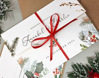 Winter Christmas Tri-Fold Wedding Invitation | Festive Wedding Invitation | Winter Wedding Invitations | Wedding Invitation | SAMPLE