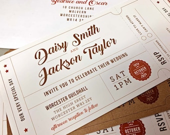 Retro Ticket Wedding Invitation  | Ticket Wedding Invitation  | Vintage Wedding invitations | Wedding Invitation SAMPLE