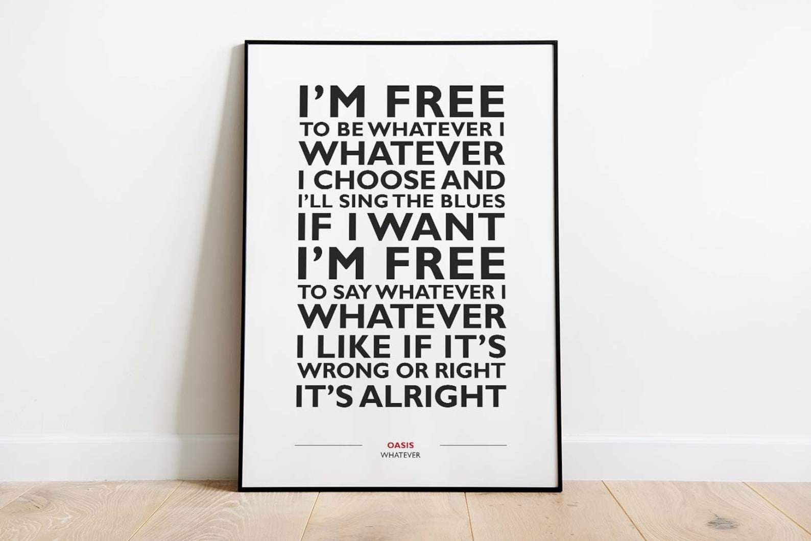 Oasis Whatever Lyric Print Song Lyric Print Wall Décor Wall Art Oasis