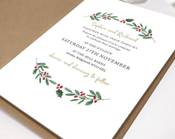 Merriest Wedding Invitation Bundle | Winter Wedding | Festive Wedding Invitation | Christmas Winter Wedding Invitation | SAMPLE