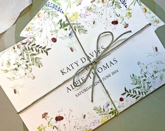 Wild Blooms Concertina Wedding Invitation | Spring Wedding Invitations | Summer Pressed Flower Wedding Invitation | Invitations | SAMPLE