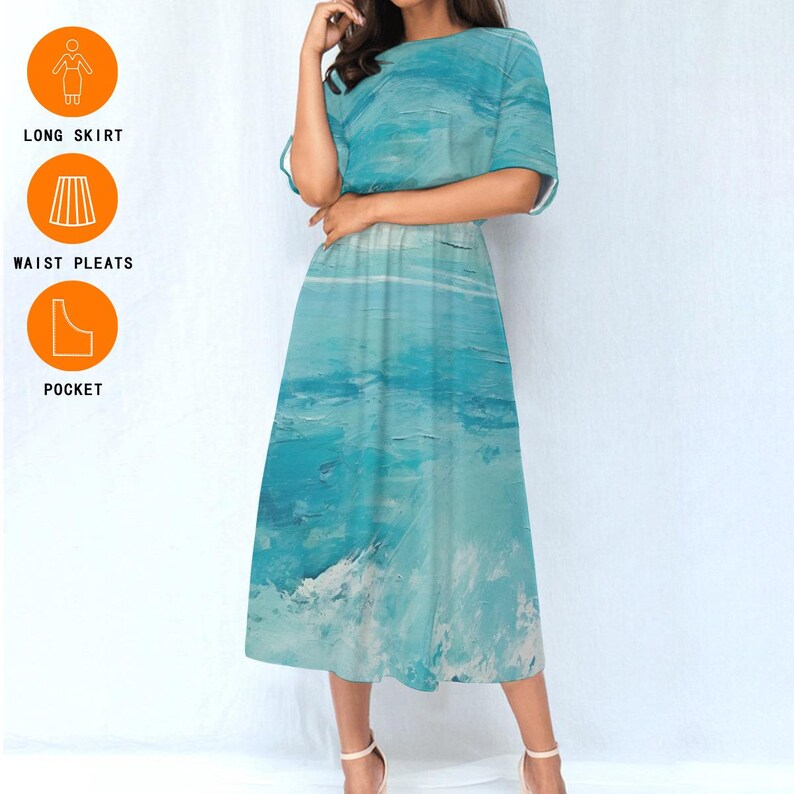 Ocean Waves Skirt, Waves Skirt, Marine Theme Dress, Mermaidcore Fashion ...