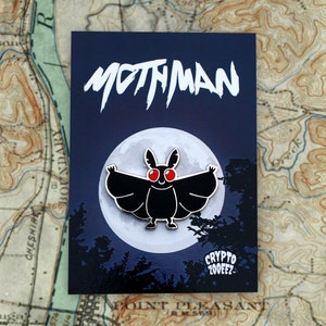 Mothman Hard Enamel Pin | Cryptid Enamel Pin For Cryptozoology Merch Fans of Cute Merch, Horror and Cryptid Accessories