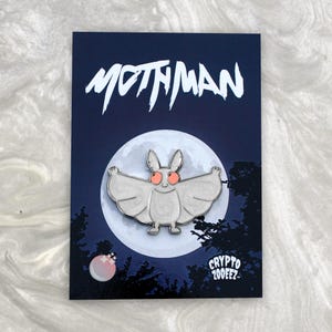 Pearlescent Mothman Hard Enamel Pin | Cryptid Enamel Pin For Cryptozoology Merch Fans of Cute Merch, Horror and Cryptid Accessories