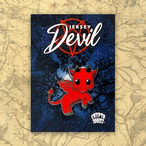 Jersey Devil Hard Enamel Pin | Cryptid Enamel Pin For Cryptozoology Merch Fans of Cute Merch, Horror and Cryptid Accessories