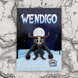 Wendigo Hard Enamel Pin | Cryptid Enamel Pin For Cryptozoology Merch Fans of Cute Merch, Horror and Cryptid Accessories