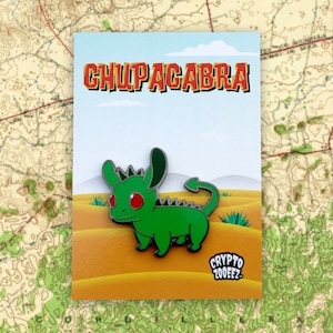 Chupacabra Hard Enamel Pin | Cryptid Enamel Pin For Cryptozoology Merch Fans of Cute Merch, Horror and Cryptid Accessories