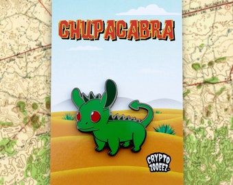 Chupacabra Hard Enamel Pin | Cryptid Enamel Pin For Cryptozoology Merch Fans of Cute Merch, Horror and Cryptid Accessories