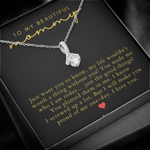 Alla mia bella cartolina di messaggio della mamma con scatola regalo, regalo per la festa della mamma dal figlio, collana per la festa della mamma, regalo di compleanno della mamma dai bambini, regali della mamma