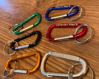 Double sided personalised carabiner: Keychain|Keyring|Camping|couples Keyring|Valentines|Gift for him