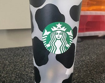 UK cow print personalised multiple colours available 24oz Starbucks cold cup tumbler with lid and straw