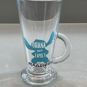 UK Lilo and Stitch Themed Ohana Means Family Hot Chocolate Tea Cup Mug Latte Glass